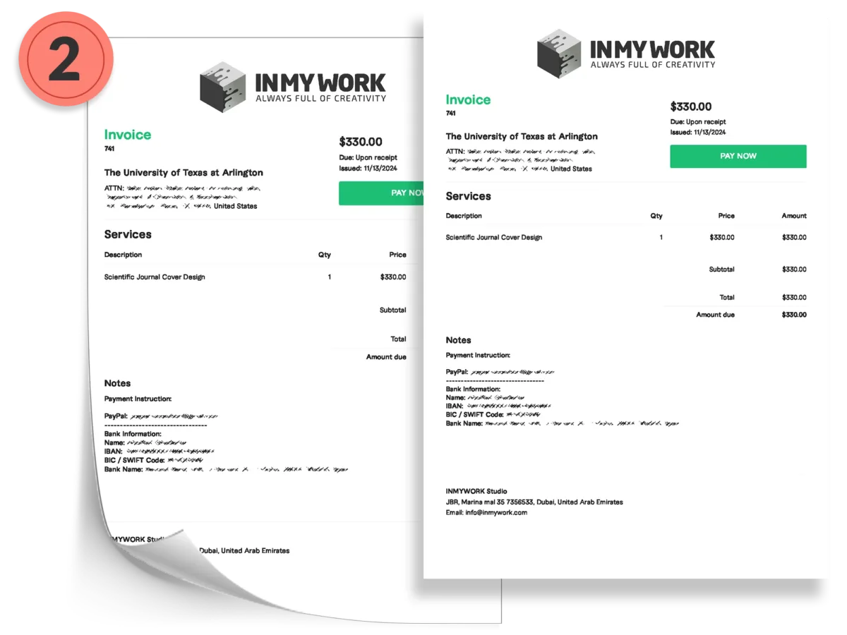 invoice steps to ordering scientific illustrations