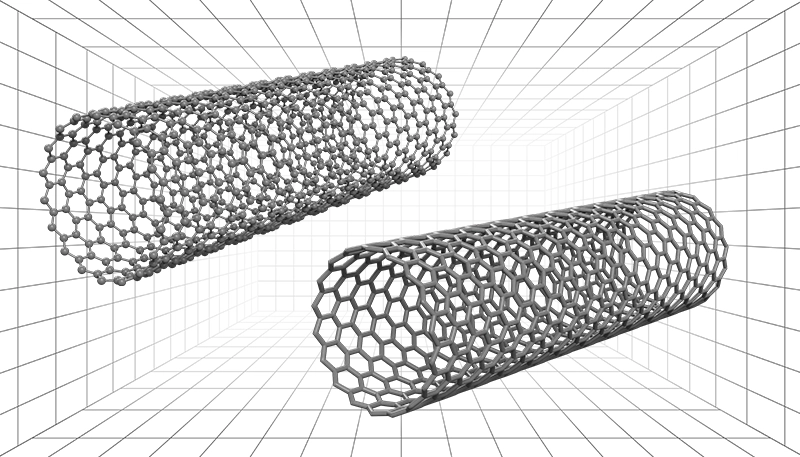 Atomic vs continuum rendering of Carbone nanotube 3D
