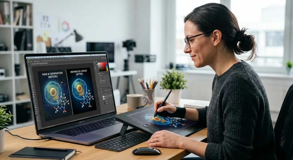 Why do human illustrators still matter for AI Scientific Figures